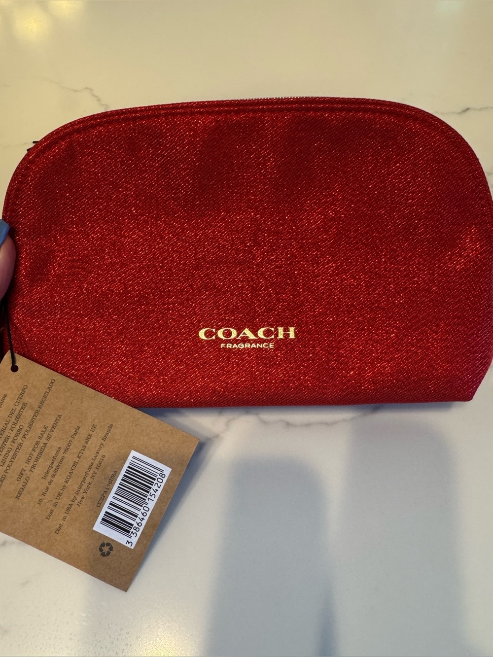 Coach Toiletry Glitter Zip Pouch. 8x5x2